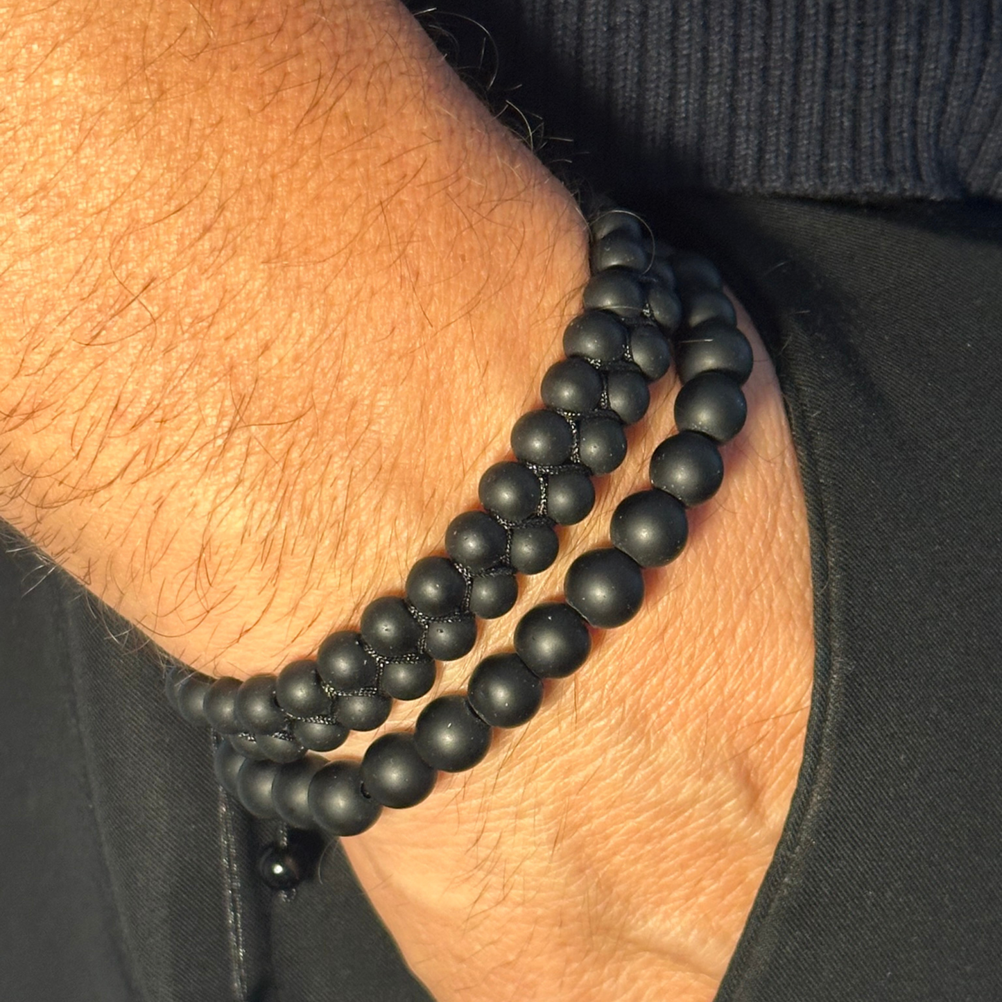 Pulsera de doble piedra natural MATTE ÓNIX para hombre