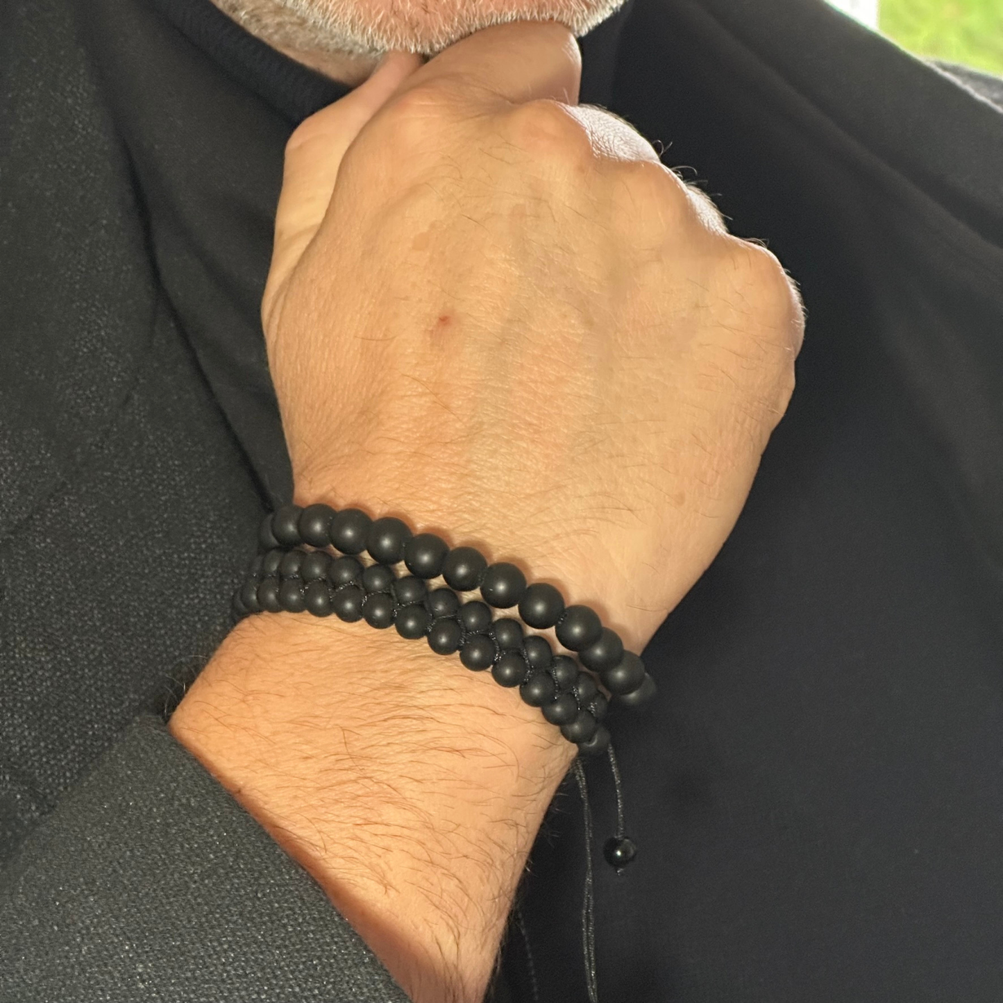Pulsera de doble piedra natural MATTE ÓNIX para hombre