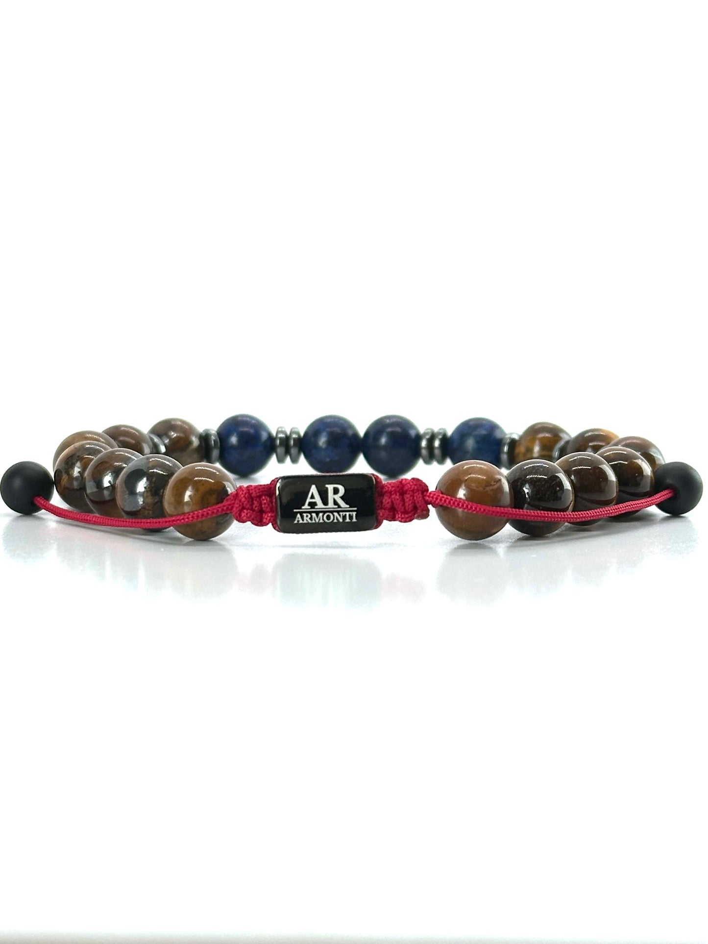 Pulsera de piedras redondas OJO DE TIGRE con LAPISLÁZULI y HEMATITA mujer