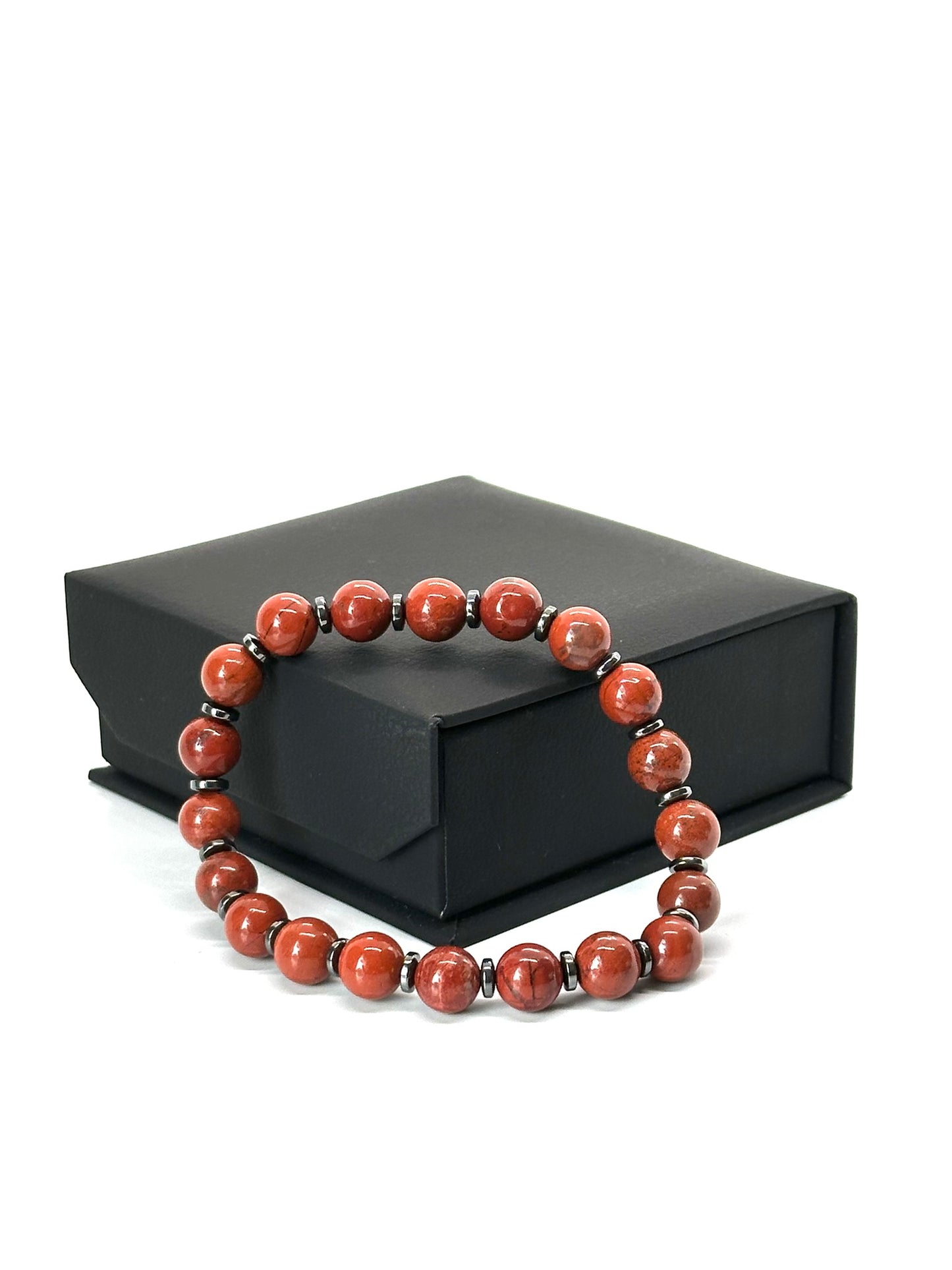 Pulsera JASPE ROJO y HEMATITA mujer