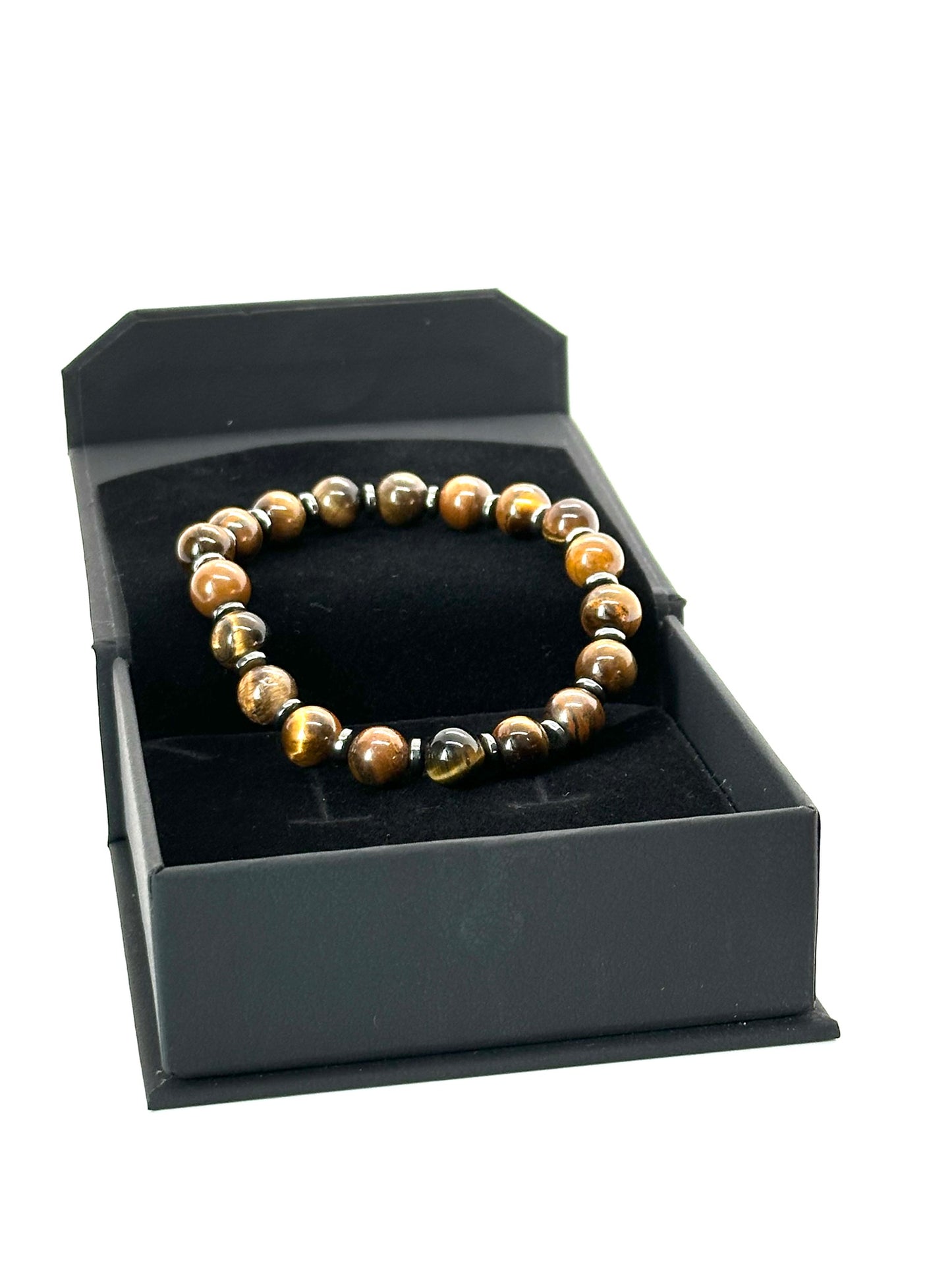 Pulsera OJO DE TIGRE y HEMATITA mujer