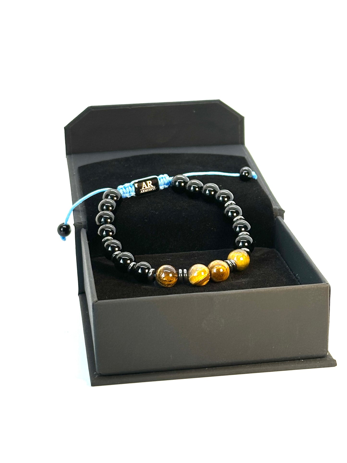 Pulsera ONIX con OJO DE TIGRE y HEMATITA mujer