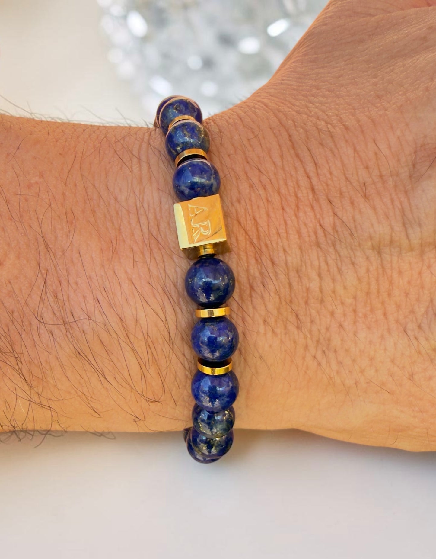 Pulsera lapislázuli 8mm hombre