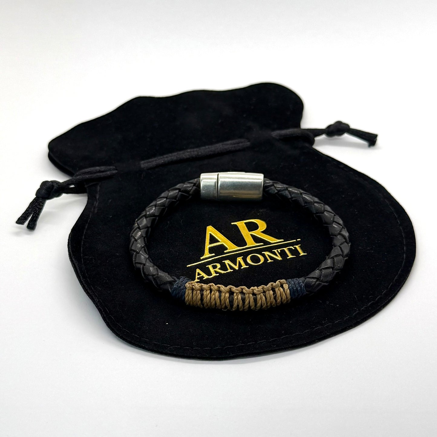 Pulsera Armonti para Hombre | Cuero Italiano Trenzado y Plata 925 | Artesanía con Carácter