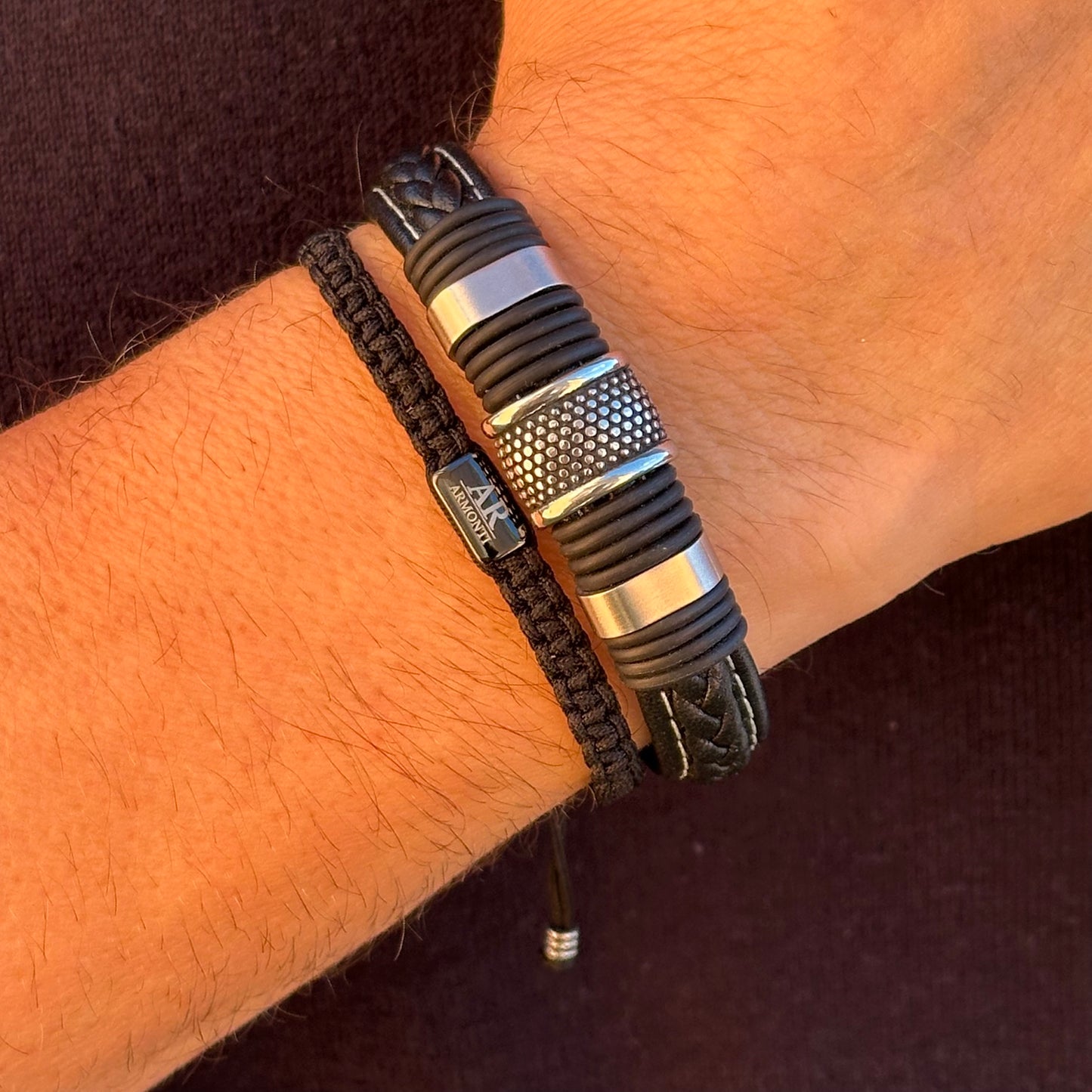 Pulsera CUERO plano cosido renegade de armonti