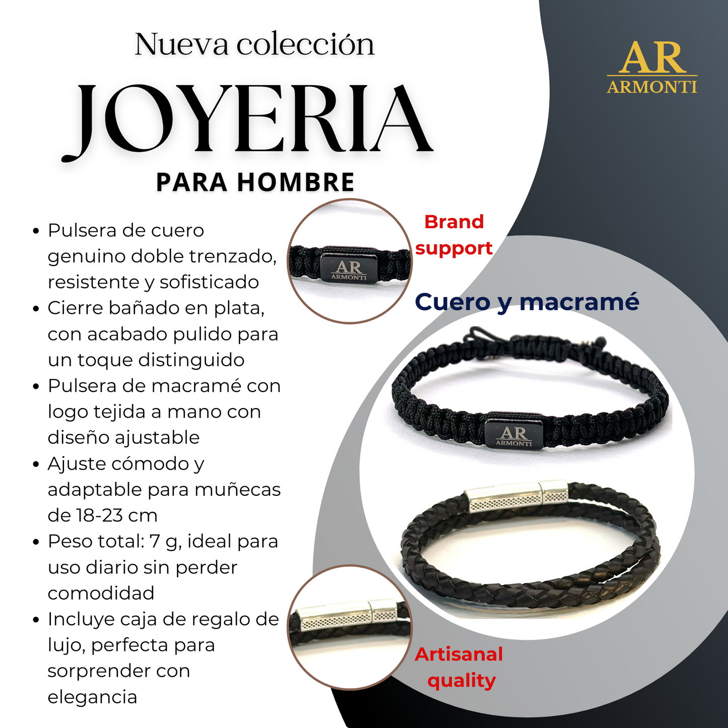 Pulsera de Cuero Trenzado y Macramé: Elegancia y Estilo Atemporal