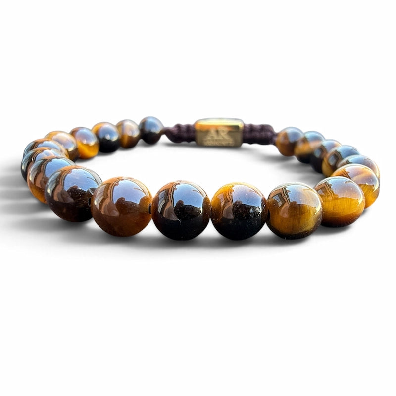 Pulsera de piedra natural Ojo de Tigre amarillo 6mm ajustable para Mujer