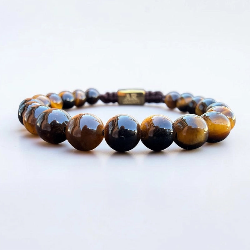 Pulsera de piedra natural Ojo de Tigre amarillo 6mm ajustable para Mujer