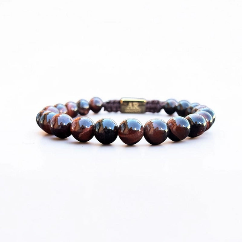 Pulsera de piedra natural Ojo de Tigre Rojo 6mm ajustable para Mujer