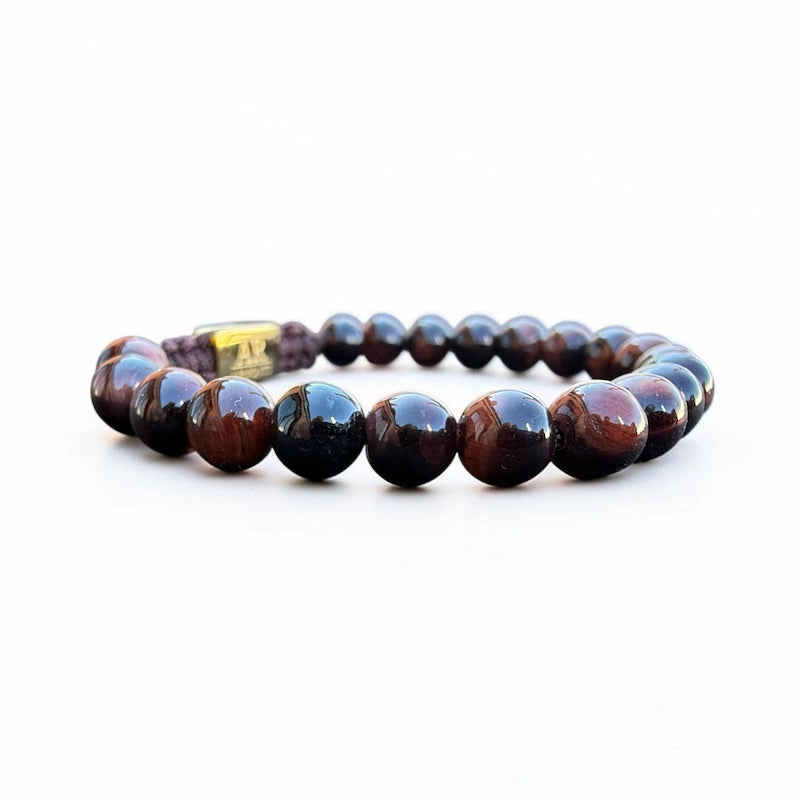 Pulsera de piedra natural Ojo de Tigre Rojo 6mm ajustable para Mujer