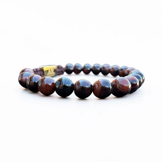 Pulsera de piedra natural Ojo de Tigre Rojo 6mm ajustable para Mujer