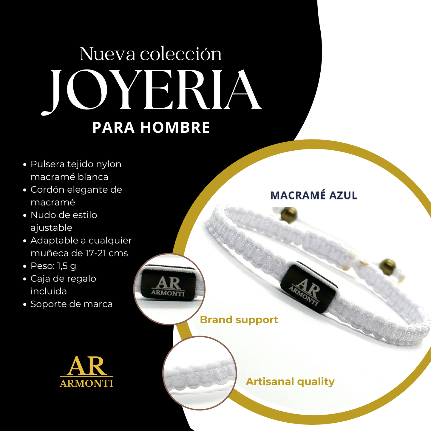 Pulsera MACRAMÉ blanca hombre