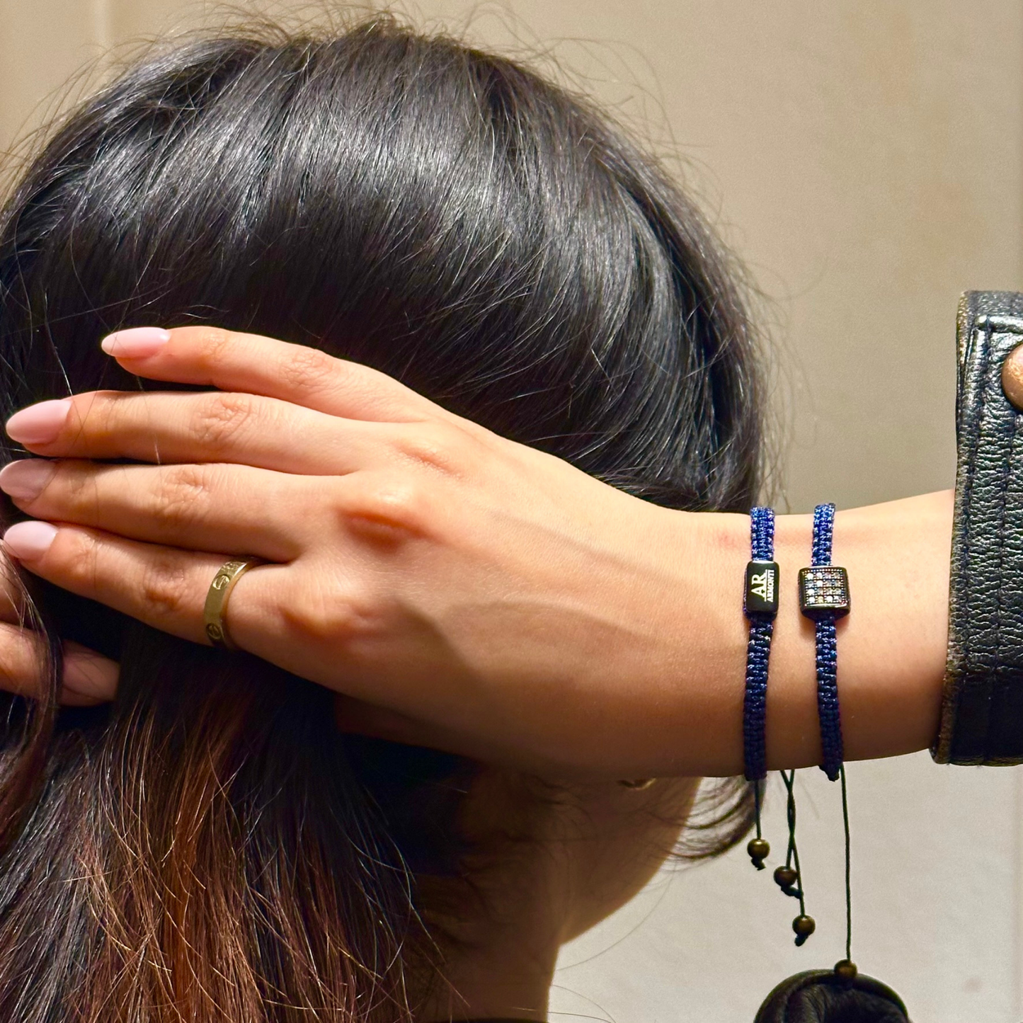 Pulsera azul MACRAME CIRCONITA para mujer