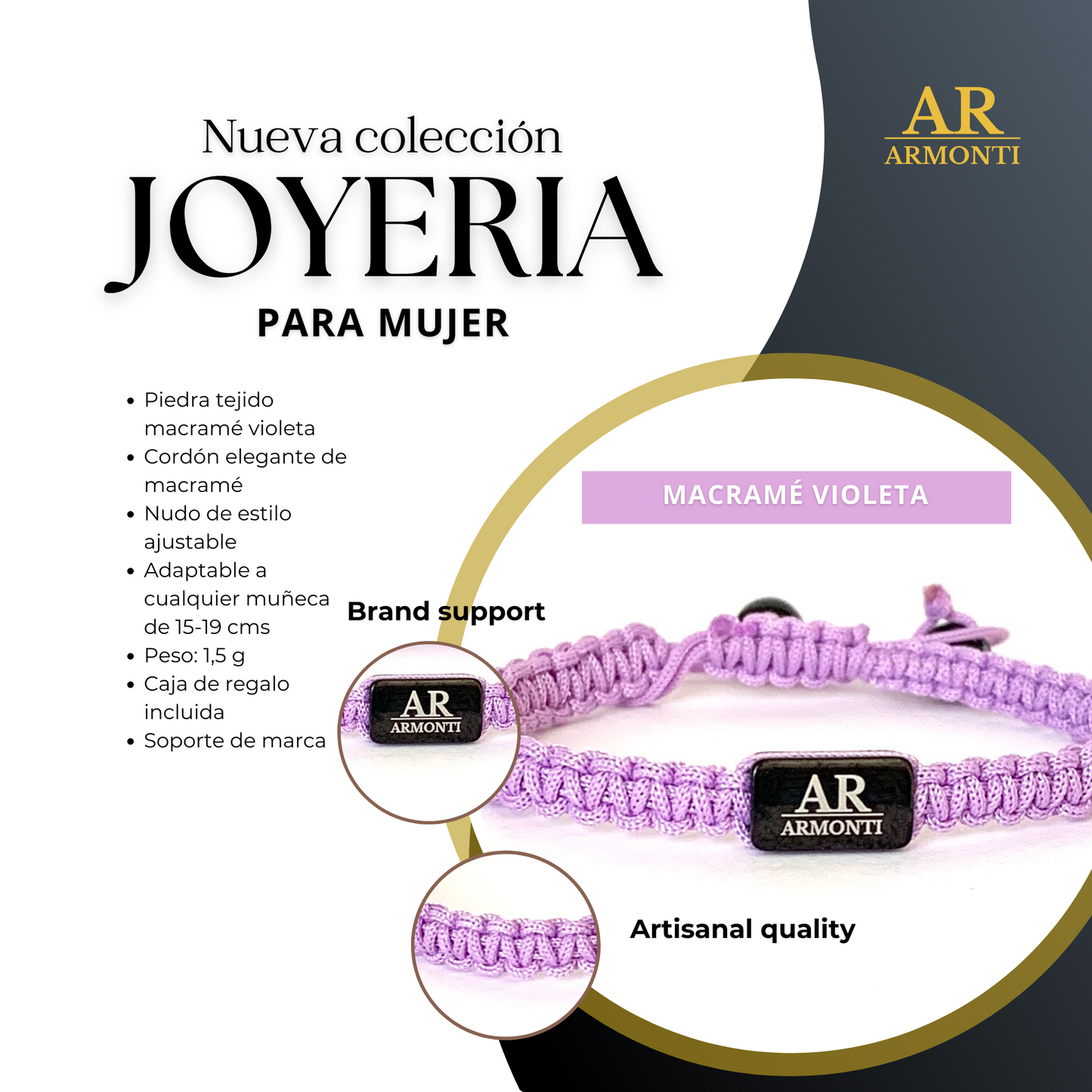 set de regalo AMATISTA Y MACRAMÉ para mujer set artesanal