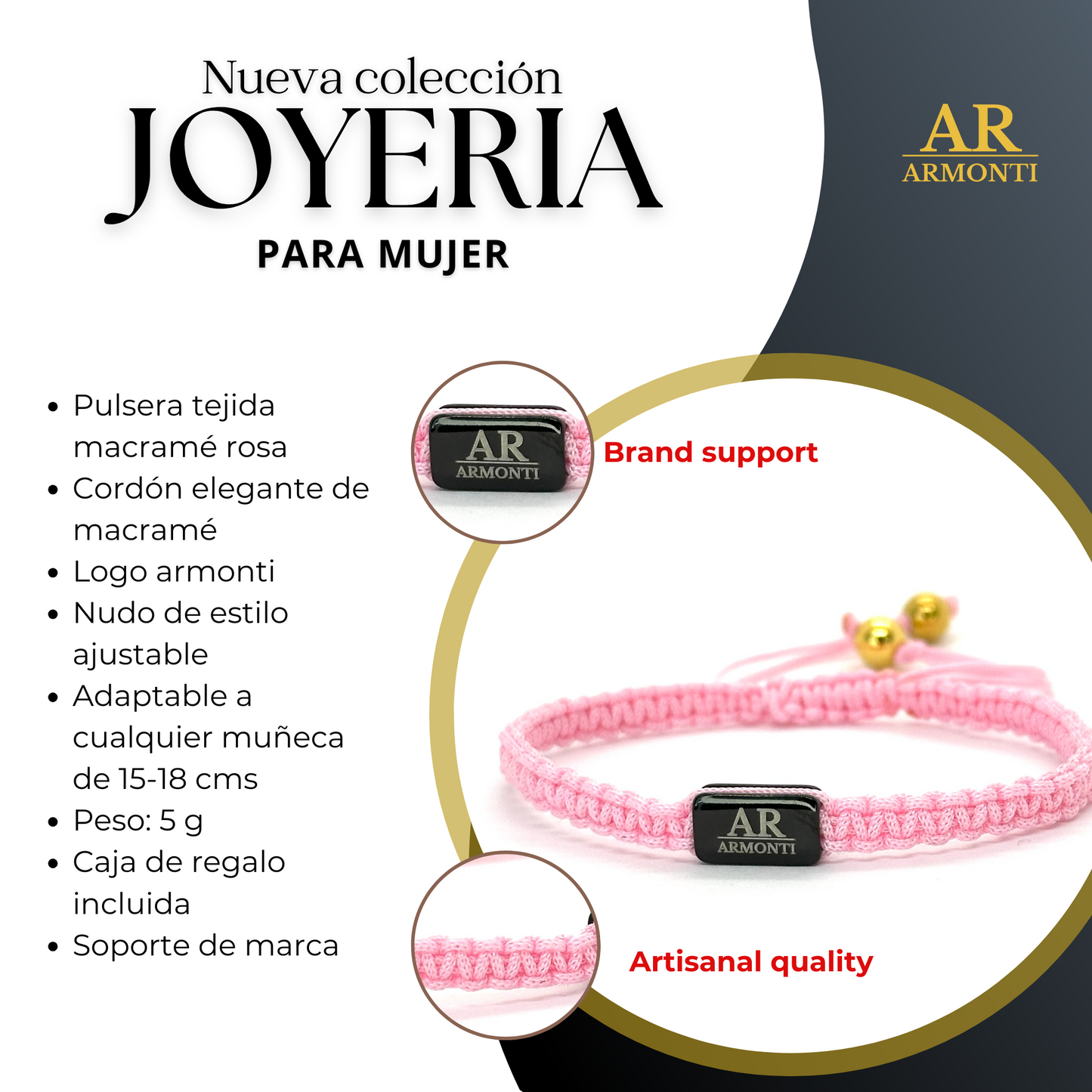 Pulsera MACRAMÉ rosa MUJER