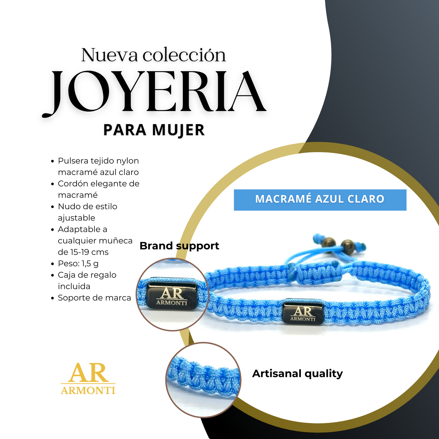 Pulsera azul turquesa de MACRAMÉ mujer