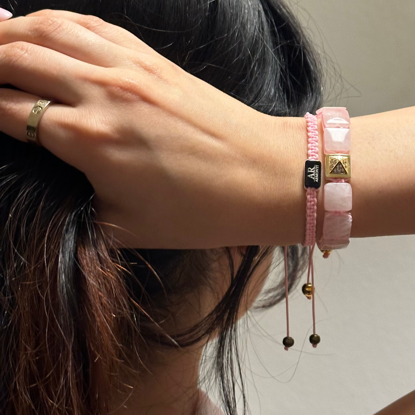 Set Pulsera de Cuarzo Rosa con Macramé | Amor Propio y Energía Suave para Mujeres Auténticas | ARMONTI