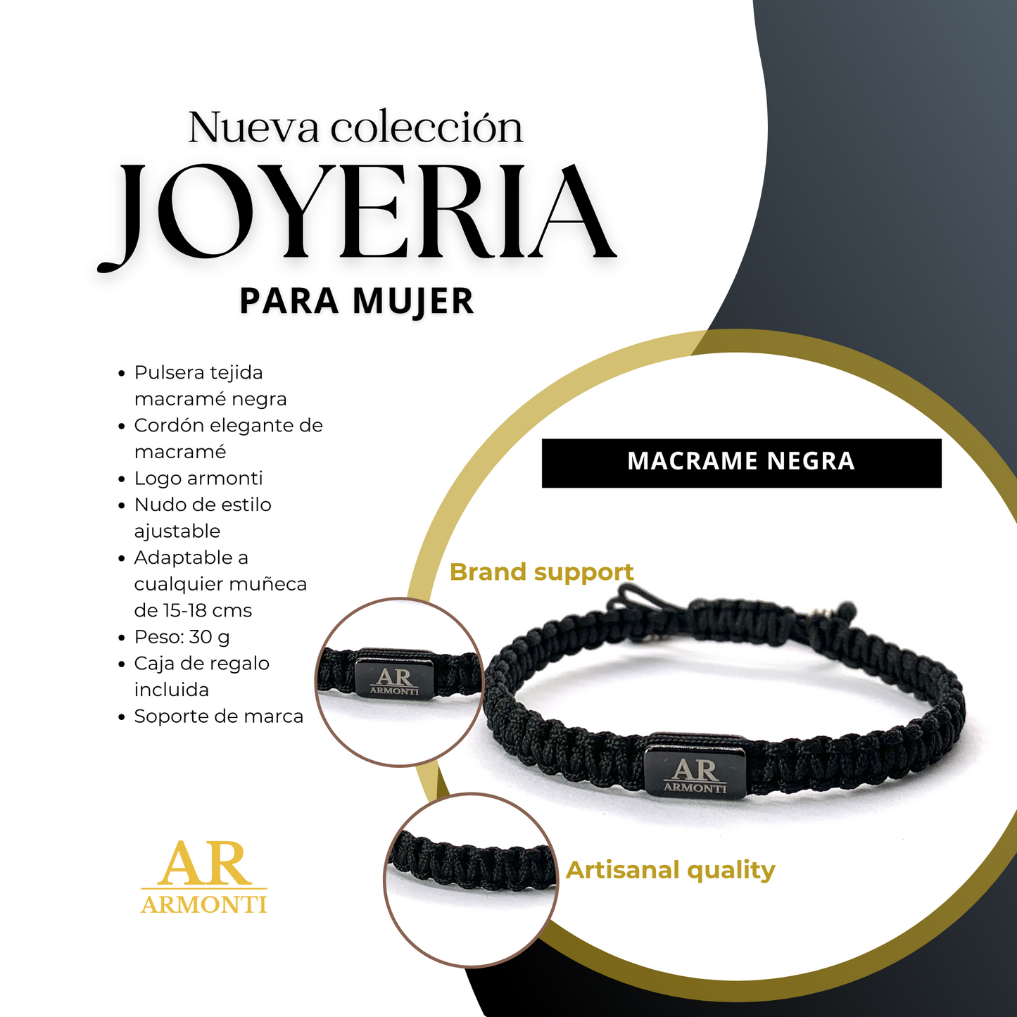 Pulsera Lapislázuli y Macramé Negro: Sabiduría, Poder y Estilo Sofisticado