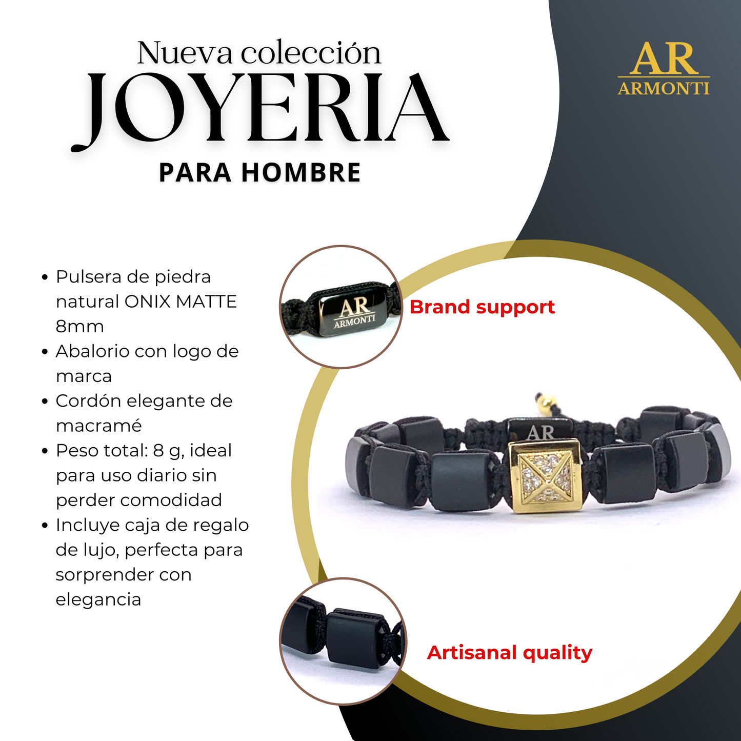 Pulsera ÓNIX MATTE mujer: Poder, dominio y elegancia