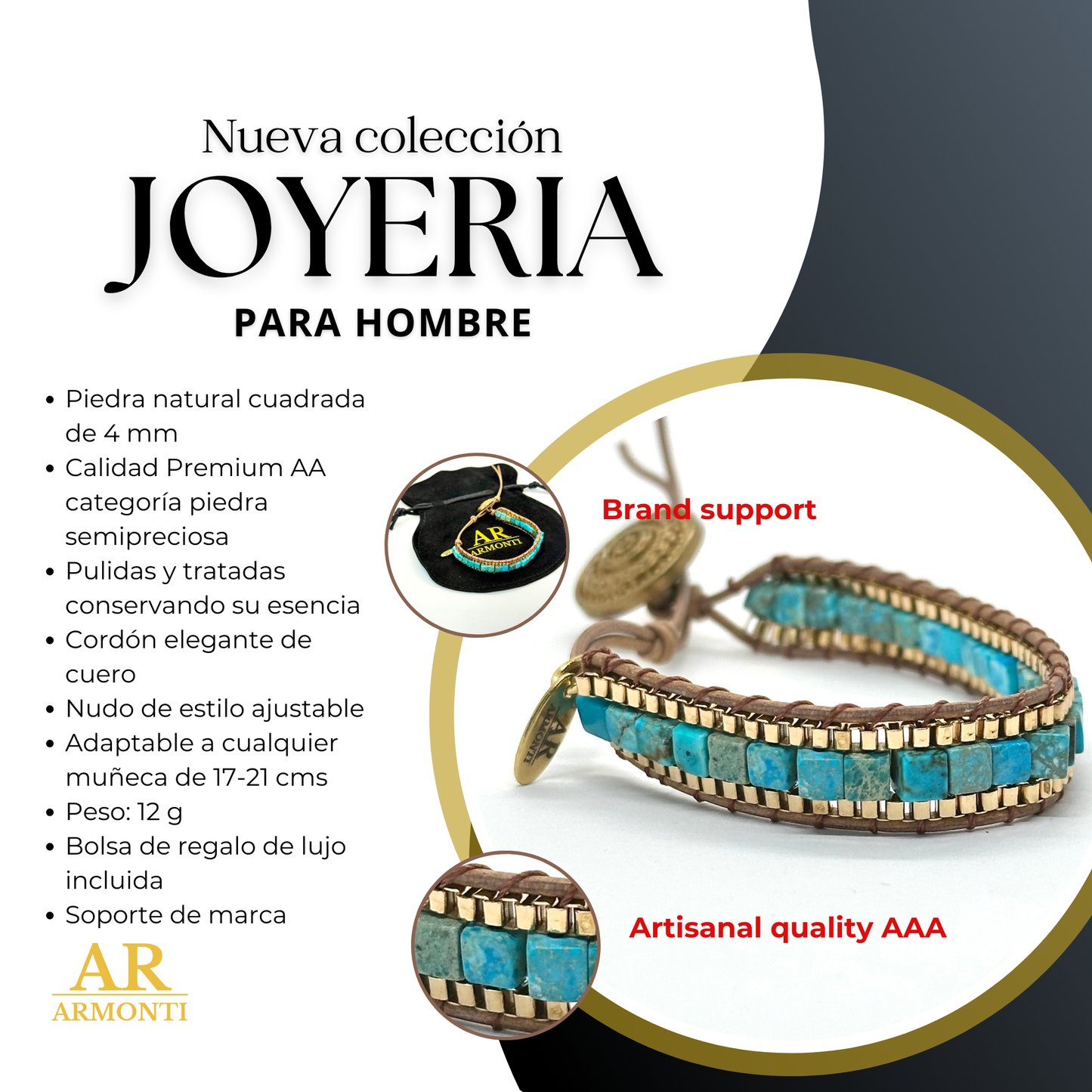 Pulsera Azul turquesa emperador para MUJER armonti