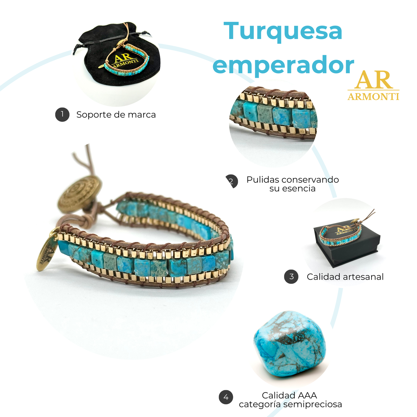 Pulsera Azul turquesa emperador para MUJER armonti