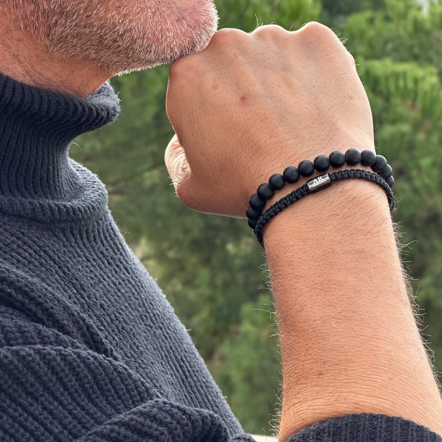 Pulsera piedra natural ONIX MATTE para HOMBRE