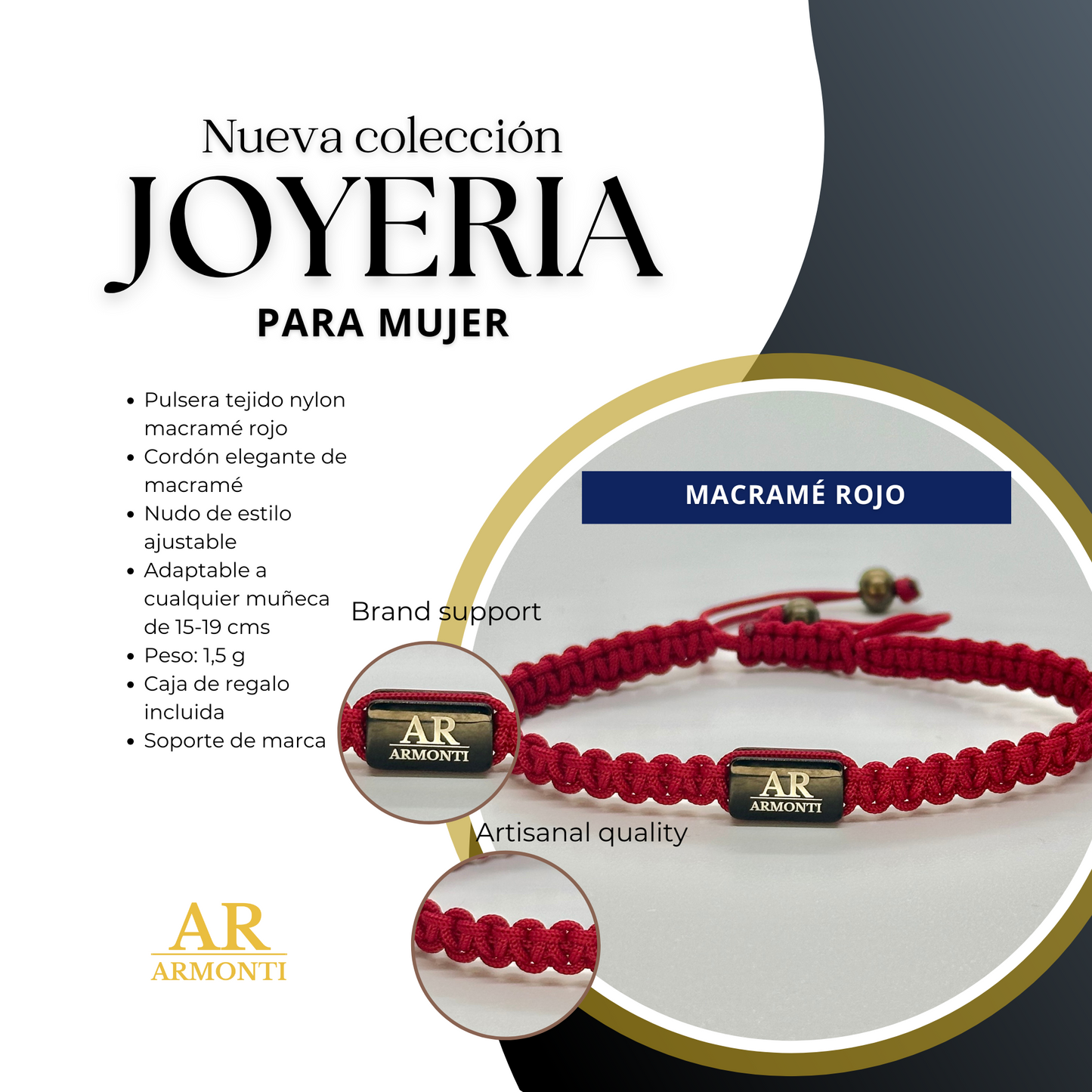 Pulsera roja de MACRAMÉ mujer
