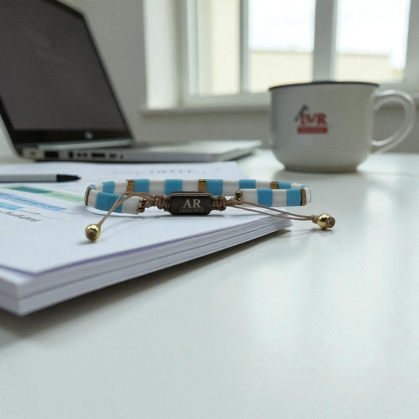 Pulsera miyuki japón mujer azul claro y blanco mujer