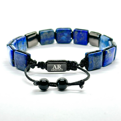 Pulsera de piedras planas LAPISLÁZULI para hombre