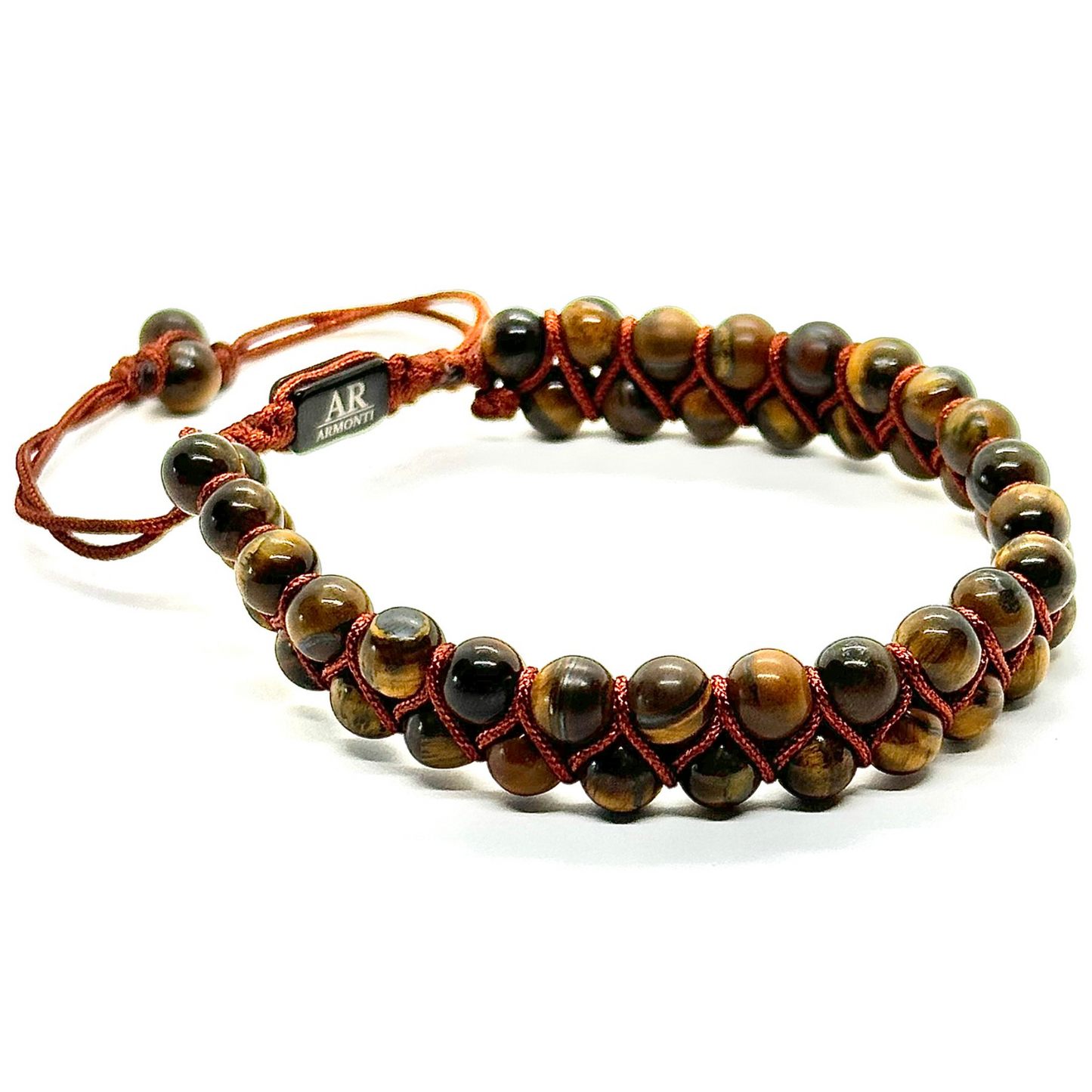 Pulsera doble de piedras redondas OJO DE TIGRE para hombre