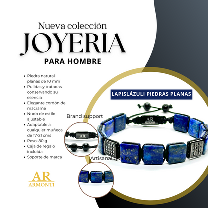 Pulsera de piedras planas LAPISLÁZULI para hombre
