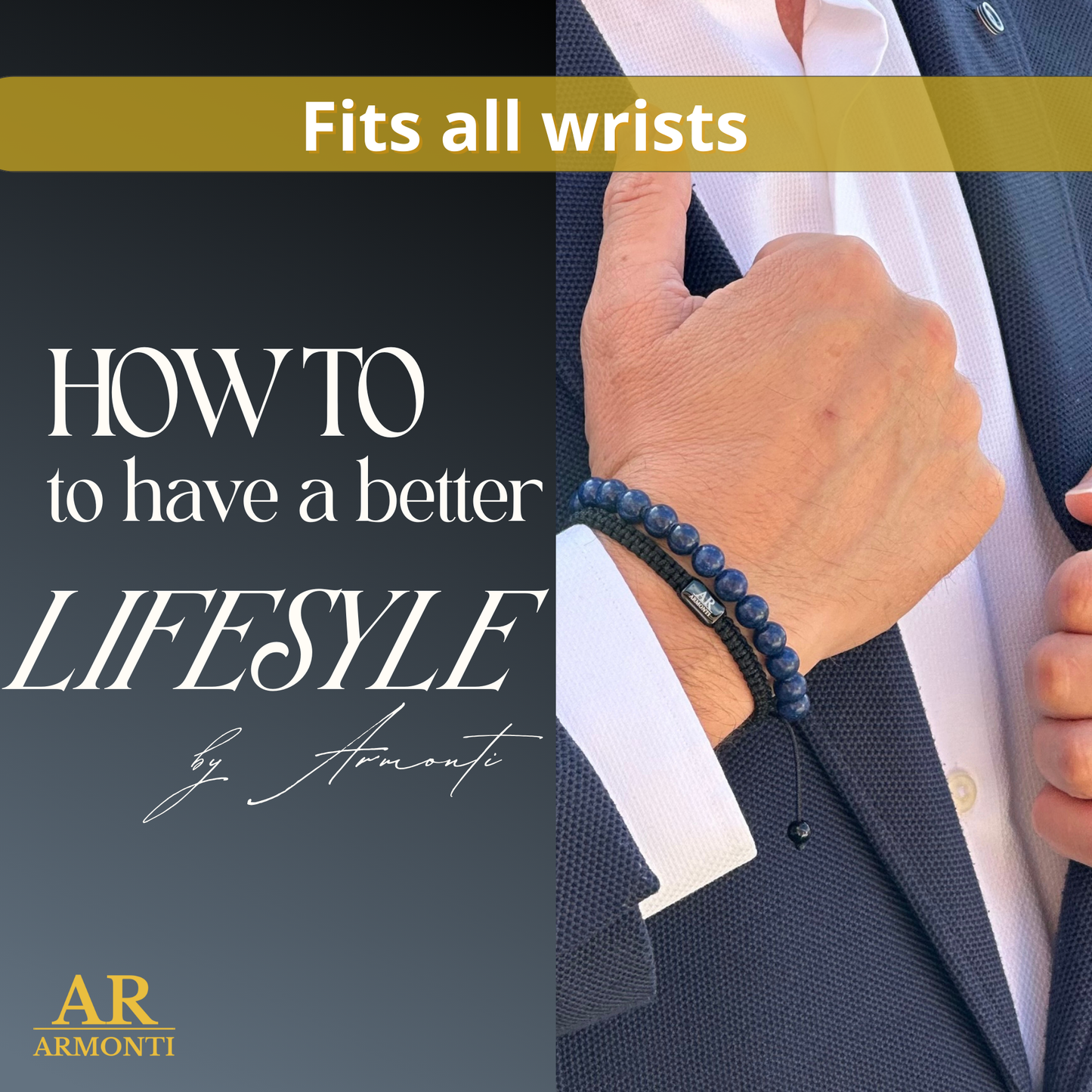 Pulsera piedra redonda LAPISLÁZULI para hombre