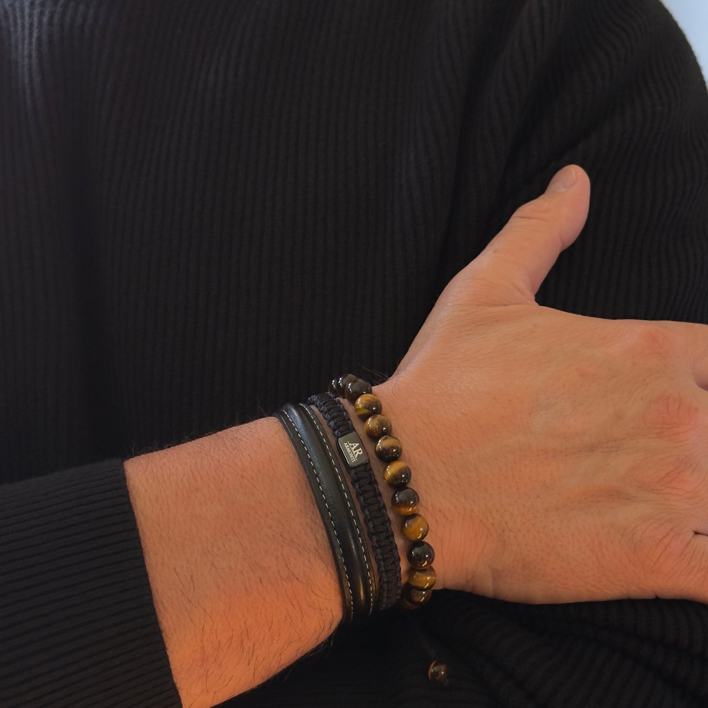 Men's Tiger's Eye Round Stone Bracelet