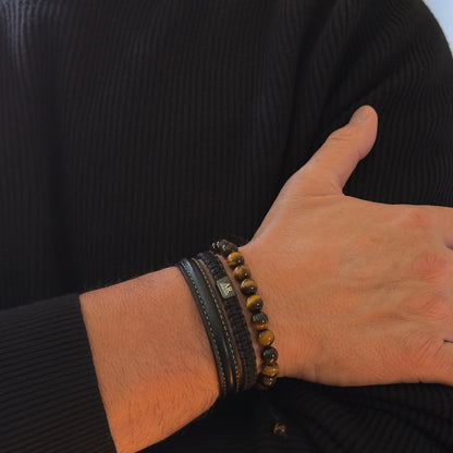 Men's Tiger's Eye Round Stone Bracelet