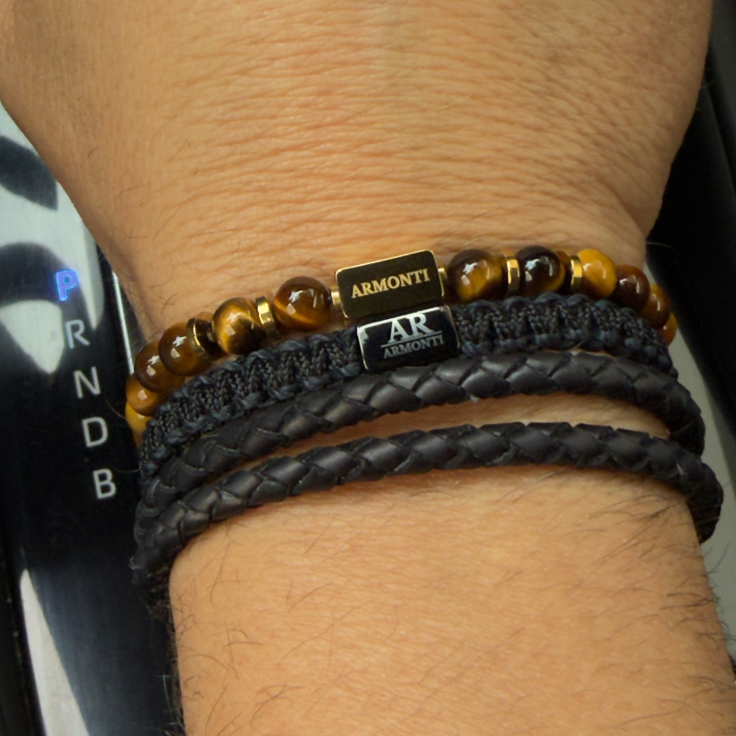 Cuero trenzado negro italiano para hombre 4mm