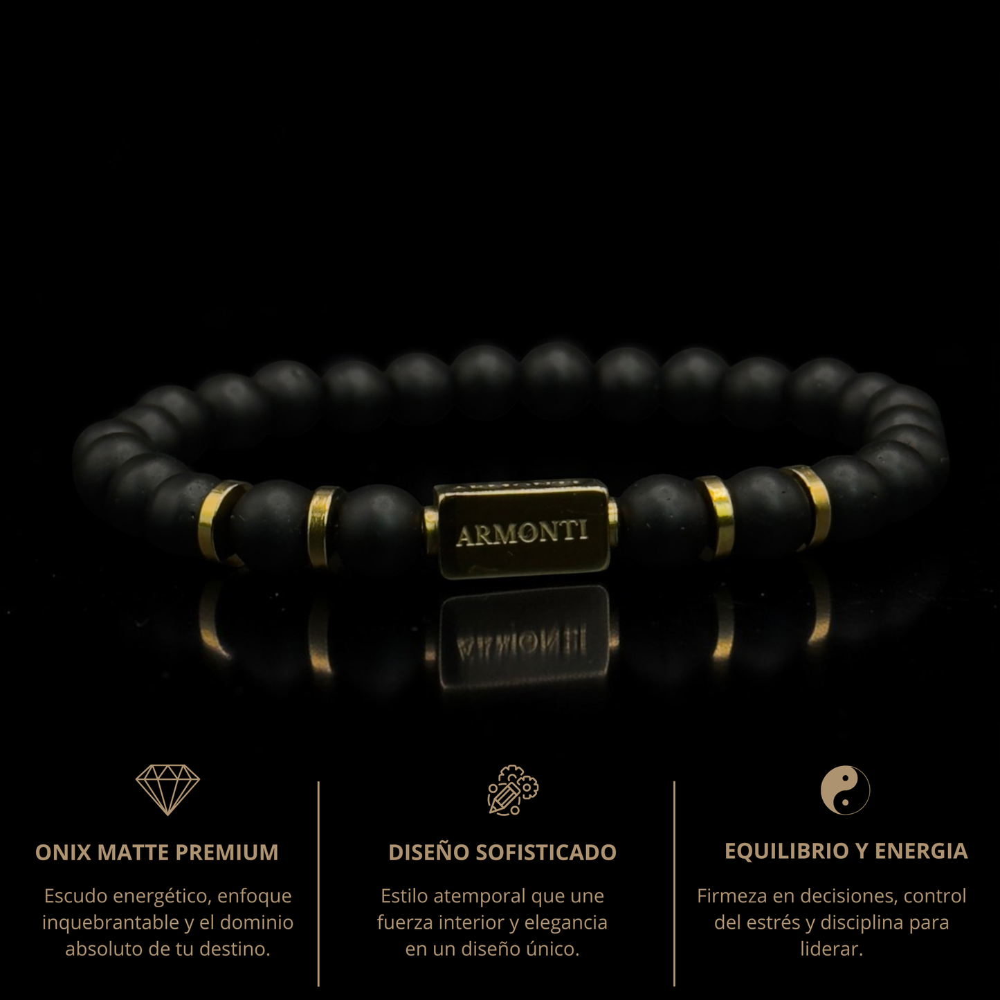 Pulsera ónix matte 6mm hombre premium