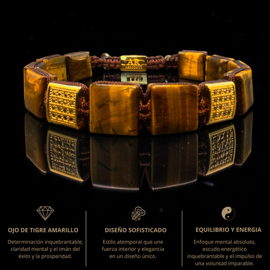 Pulsera OJO DE TIGRE amarilla cuadrada para hombre