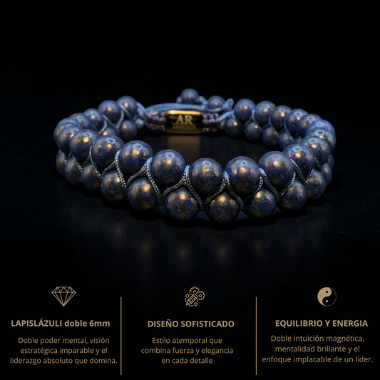 Pulsera de piedra doble natural LAPISLÁZULI para hombre
