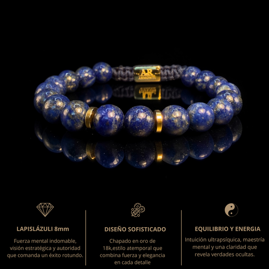 Pulsera piedra redonda LAPISLÁZULI para hombre