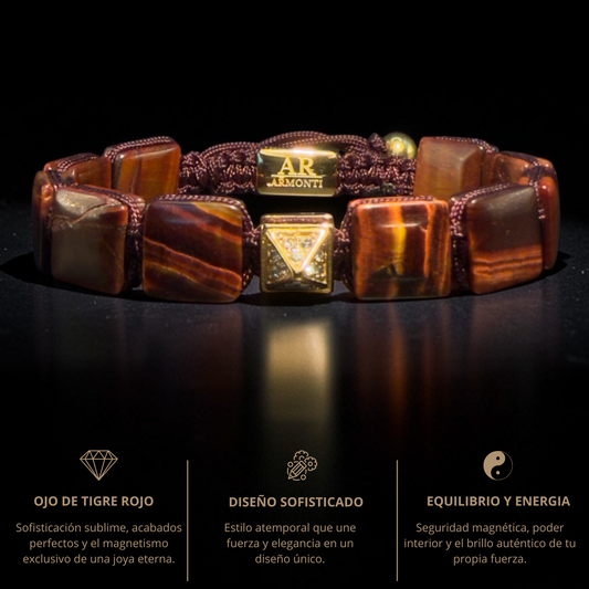 Pulsera ojo de tigre rojo plana mujer