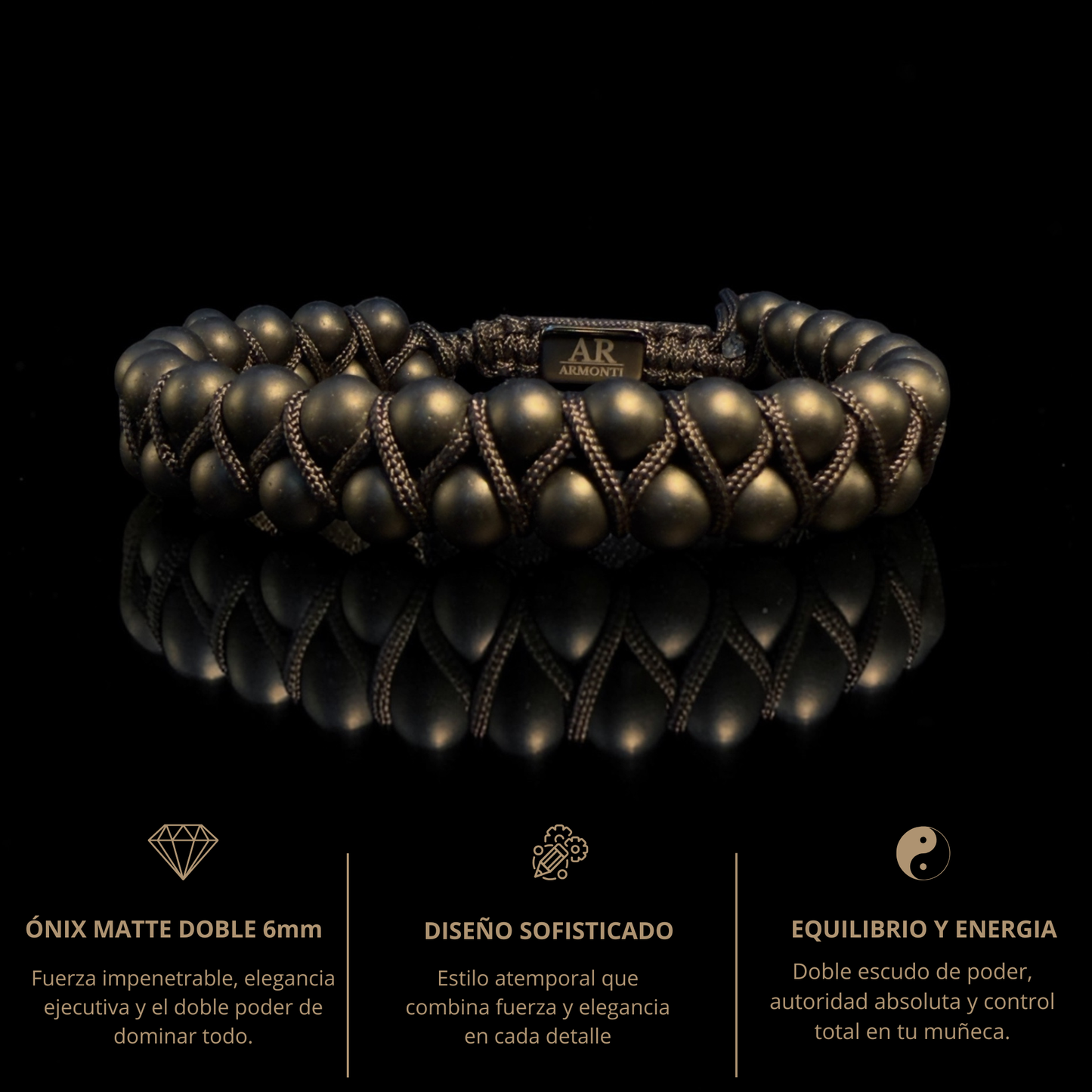 Pulsera de doble piedra natural MATTE ÓNIX para hombre