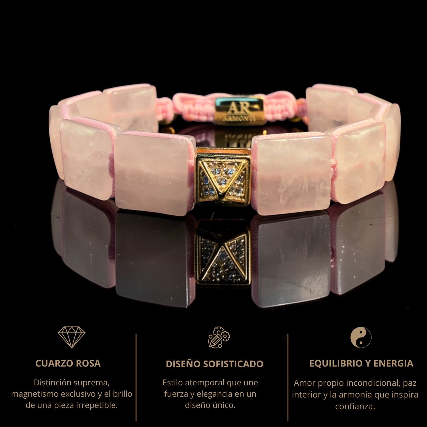 Pulsera de Cuarzo Rosa para mujer