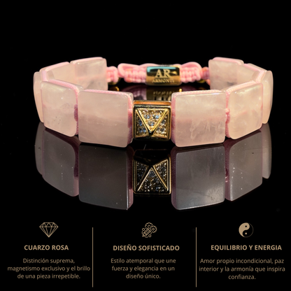 Pulsera de Cuarzo Rosa para mujer