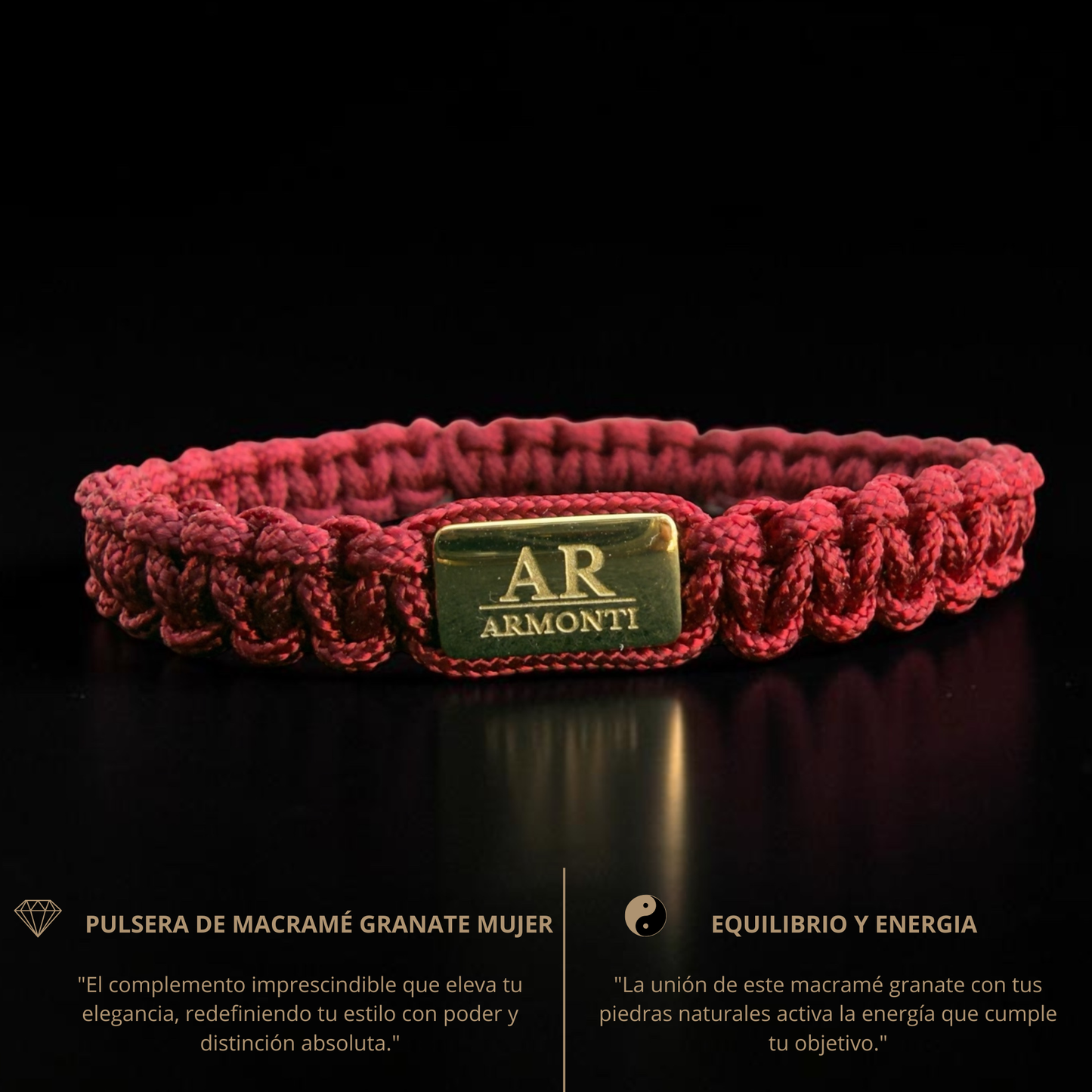 Pulsera granate de MACRAMÉ mujer