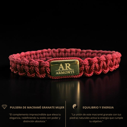 Pulsera granate de MACRAMÉ mujer