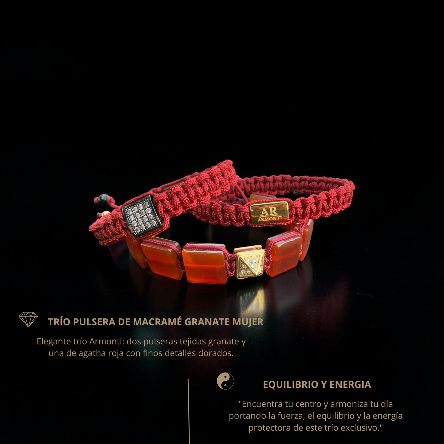 Pulsera granate de MACRAMÉ mujer
