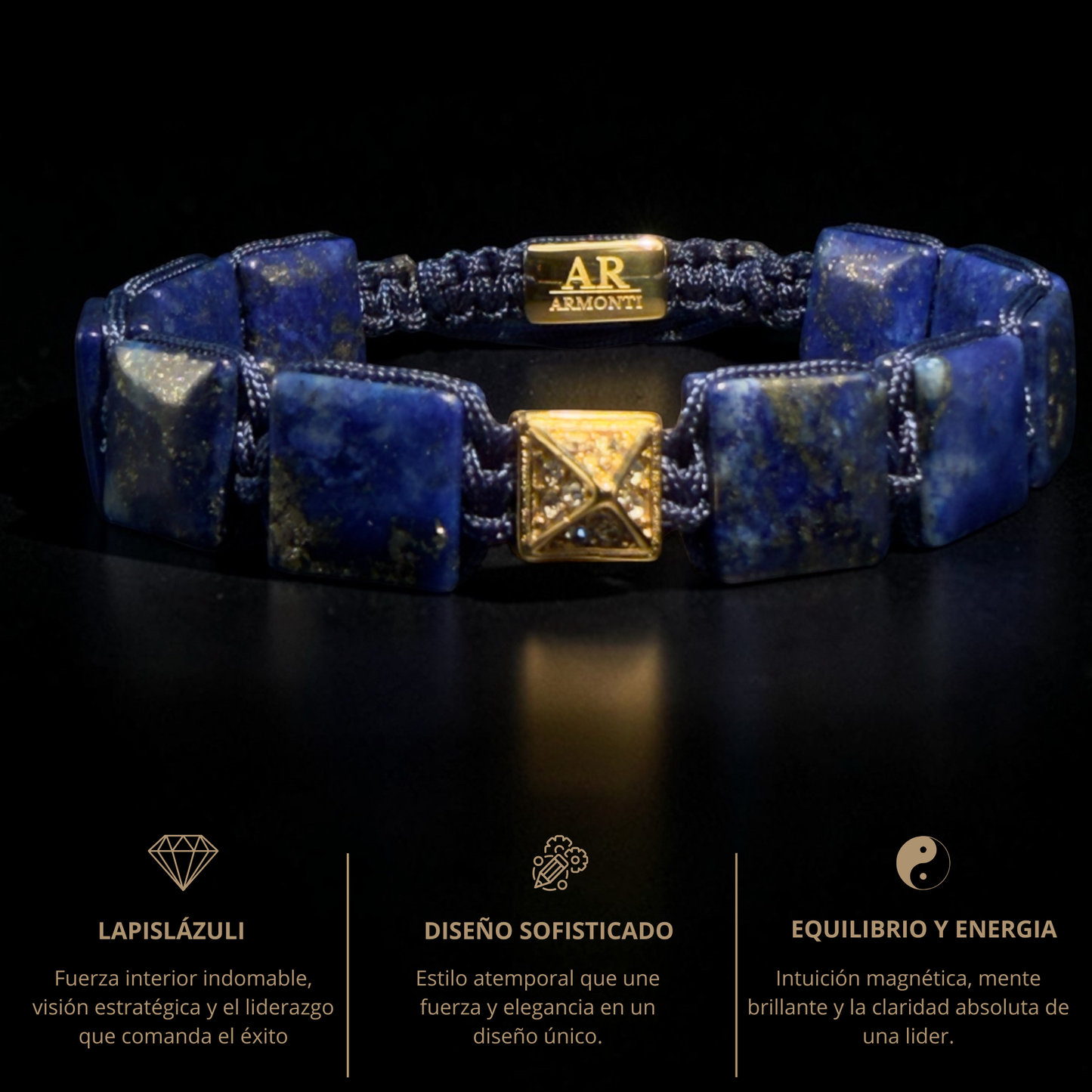 Pulsera lapislázuli cuadrada mujer