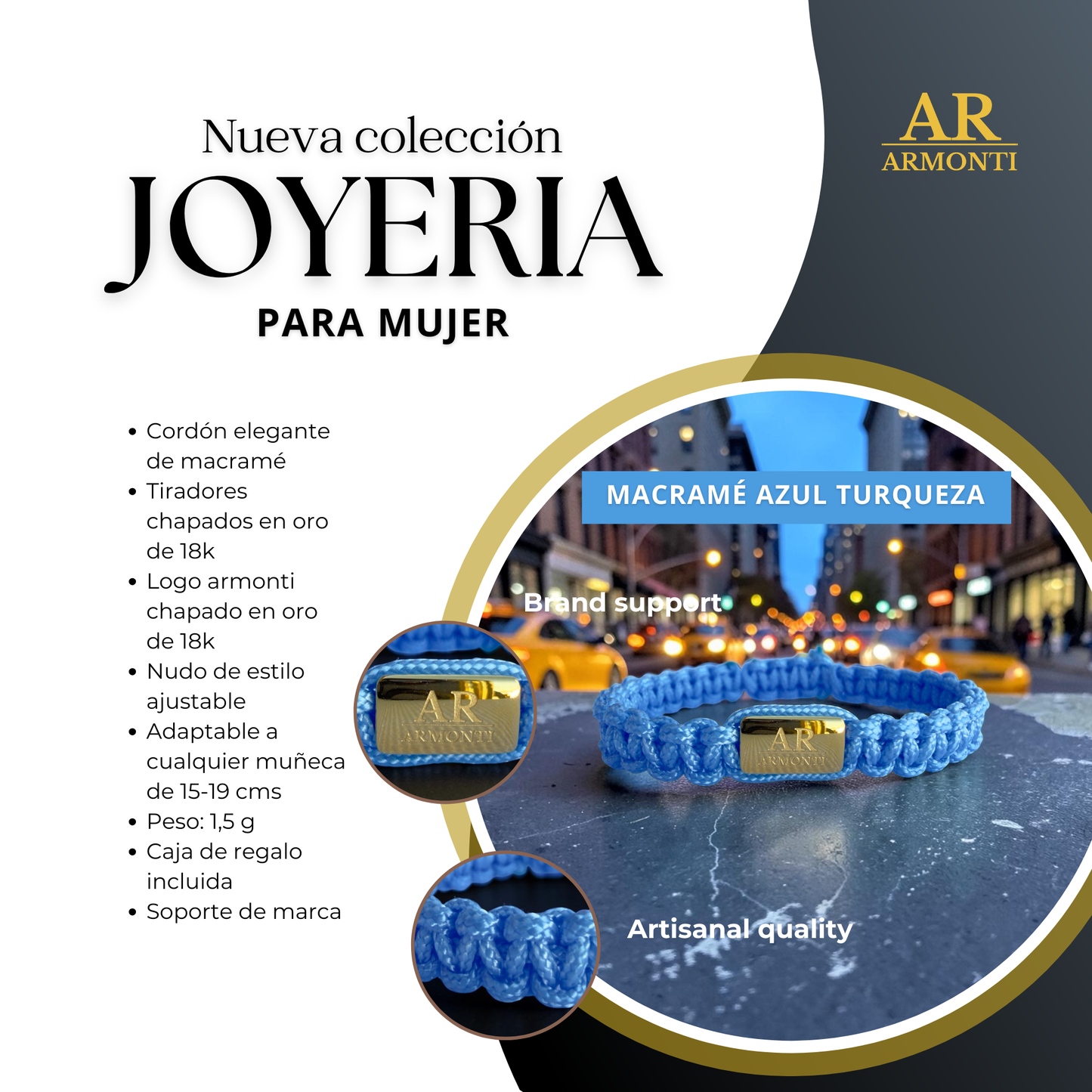 Pulsera azul turquesa de MACRAMÉ mujer