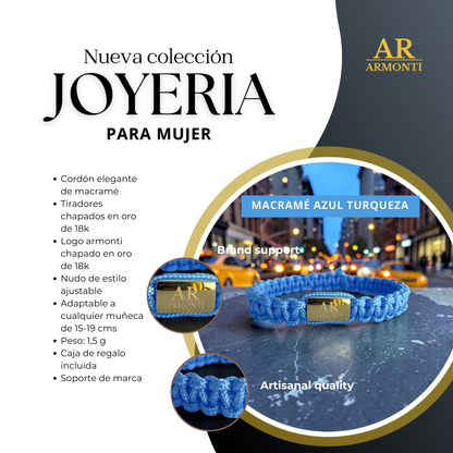 Pulsera azul turquesa de MACRAMÉ mujer