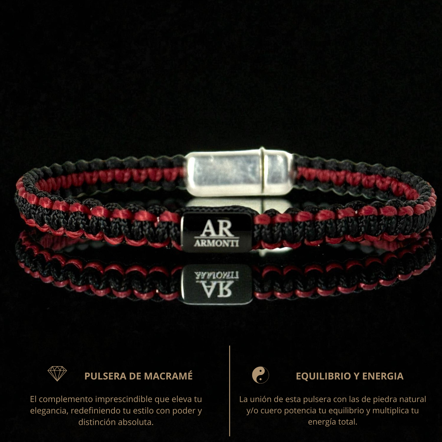 Pulsera MACRAMÉ hombre negra y roja